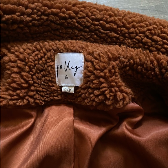 Princess Polly || Oversized Rust Teddy Sherpa Fleece Jacket Size S/M - Picture 8 of 13